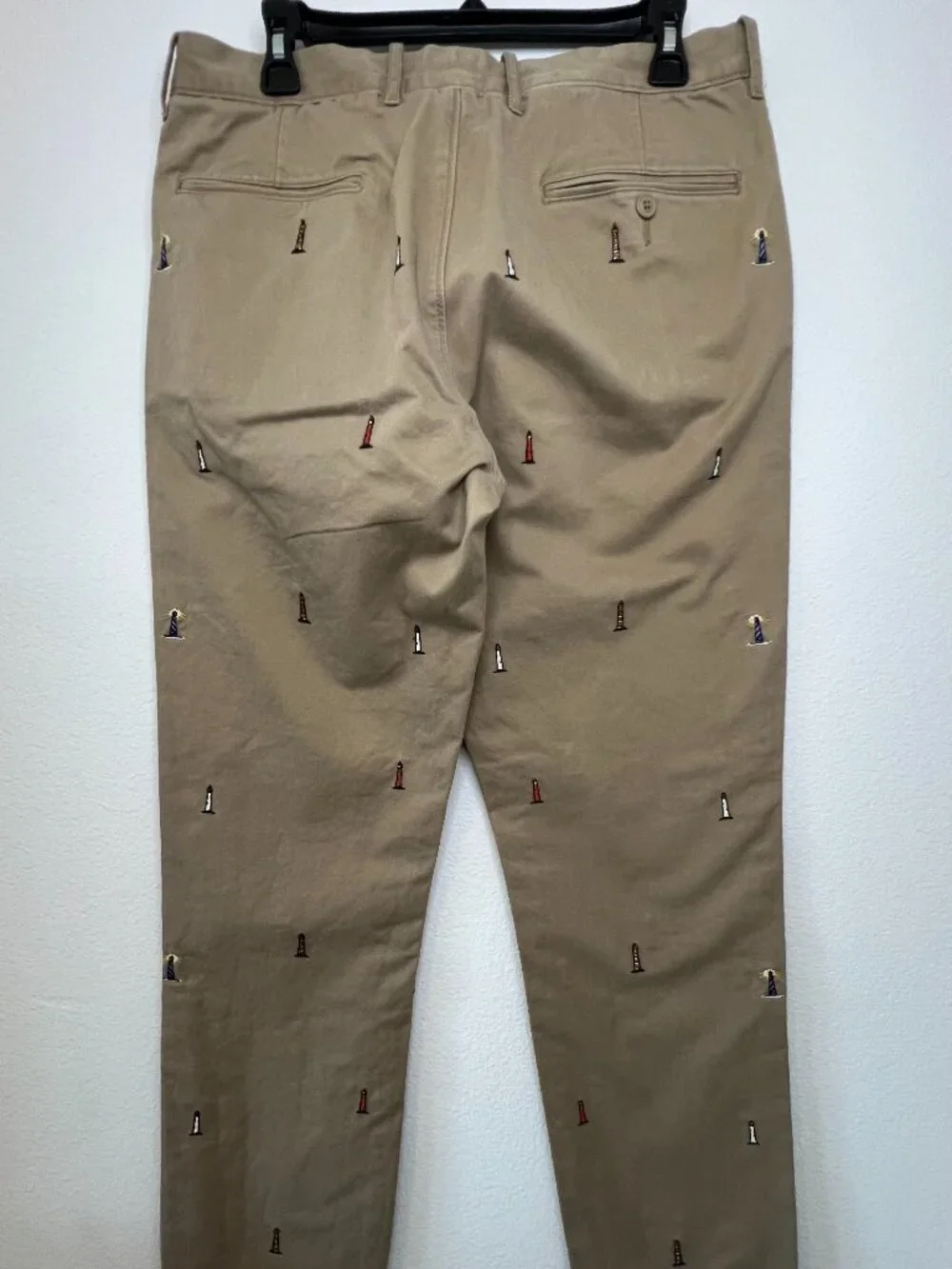J Crew Mens 770 Straight Chinos Embroidered Lighthouses 32 X 32 100% Cotton - Picture 2 of 14